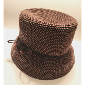 Liz Claiborne Brown Chenille Cloche Bucket Hat With Bow One Size